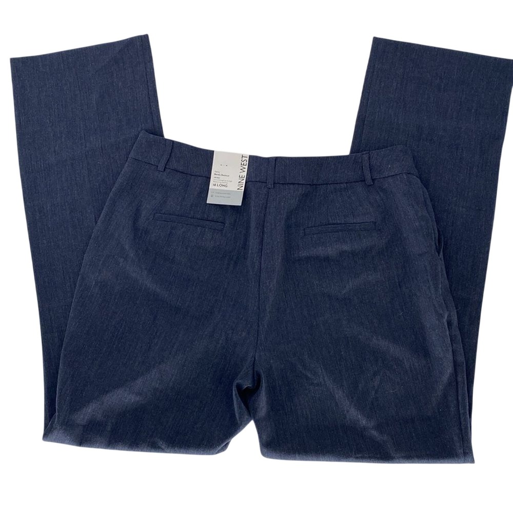 Nine West Women's Curvy Barely Bootcut Mid Rise Heather Navy 18 Long Pants NWT